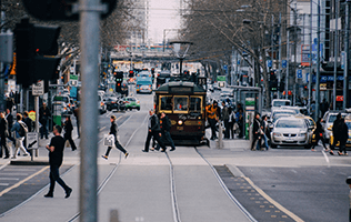 street with people and tram