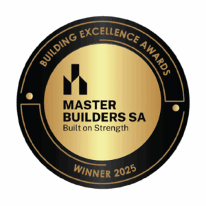 Building Excellence Awards Master Builders SA. Built on strength. Winner 2025
